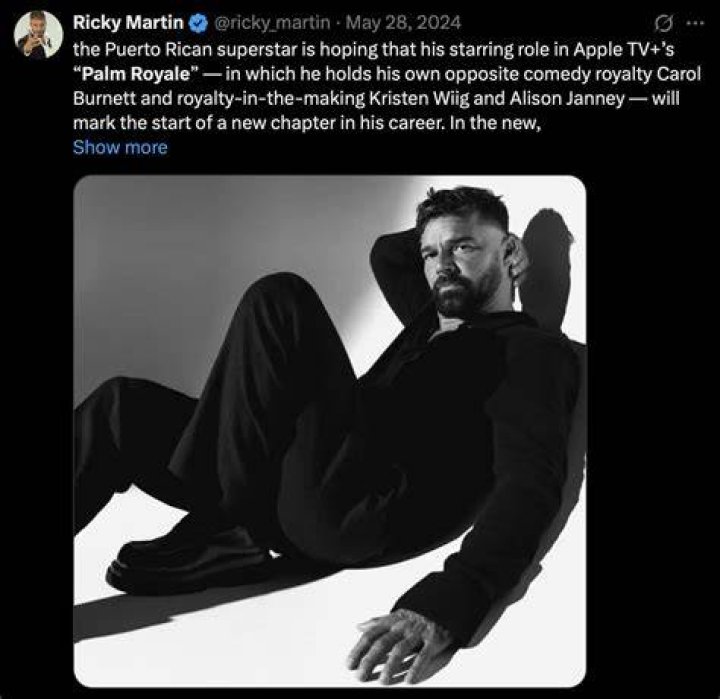 Ricky Martin worries that being gay has led to a lack of acting roles